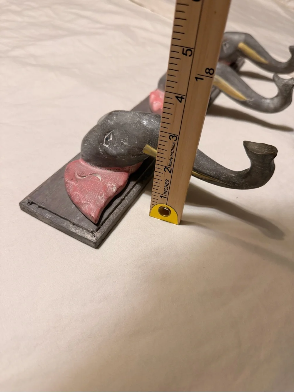 Handcrafted Elephant Wall Hook - Gray and Pink